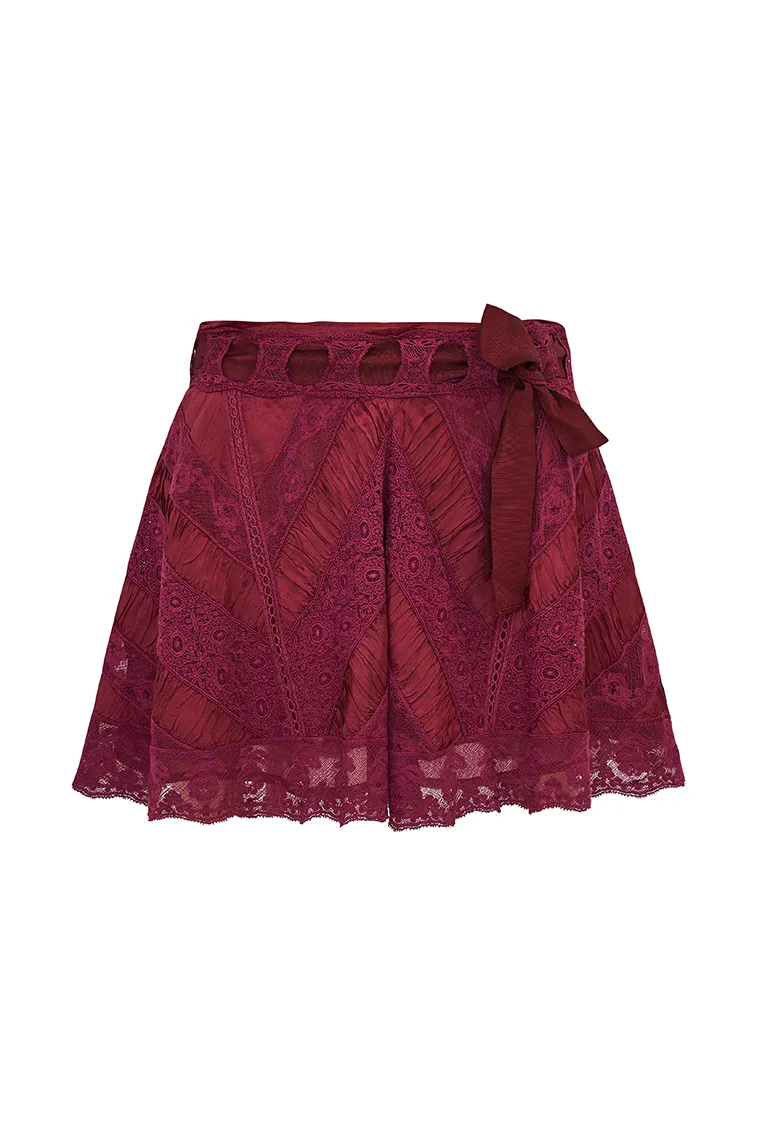 Shayda Lace Mini Skirt - OXBLOOD