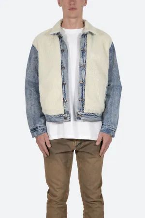 Sherpa Body Trucker Jacket - Blue/White