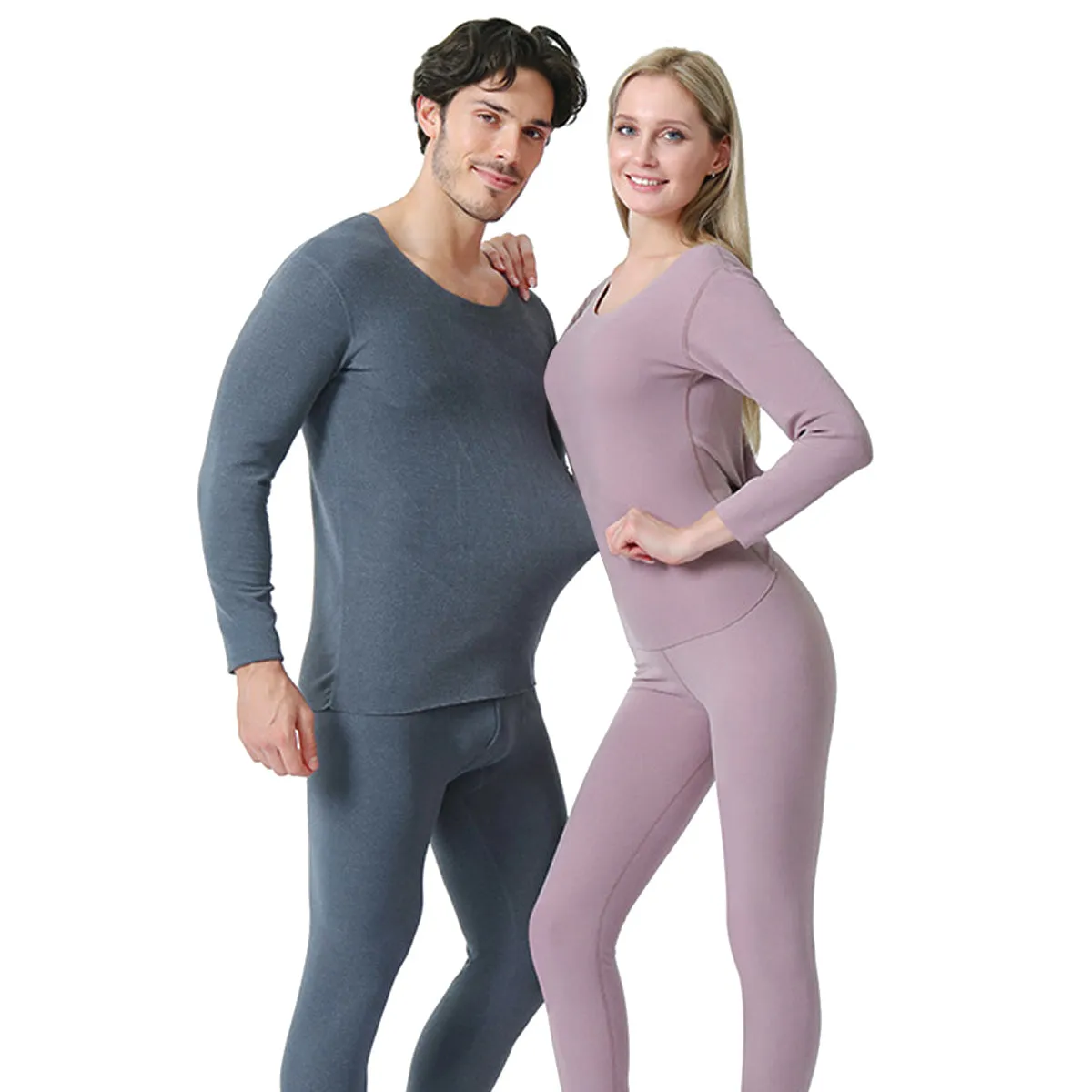 Sidiou Group Anniou Men & Women Seamless Thermal Underwear Set Winter Warm Soft Elastic Crew Neck Long Sleeve Base Layer Tops & Bottoms