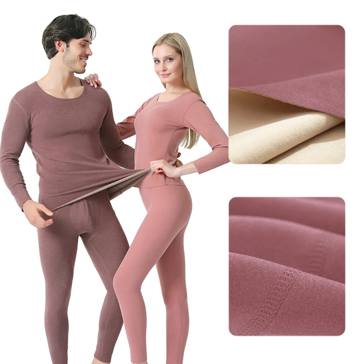 Sidiou Group Anniou Men & Women Seamless Thermal Underwear Set Winter Warm Soft Elastic Crew Neck Long Sleeve Base Layer Tops & Bottoms