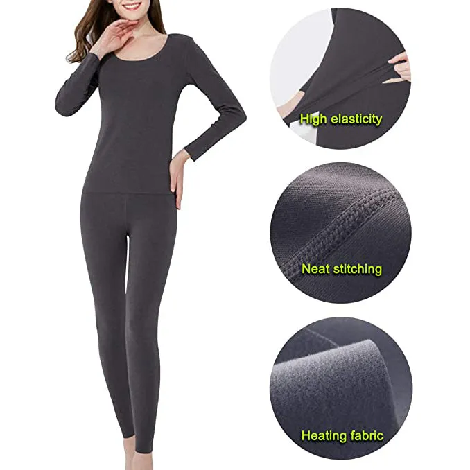 Sidiou Group Anniou Seamless Thermal Underwear Set Long Sleeve Top & Leggings Elastic Soft Warm Comfortable Plus Size Women's Underwear