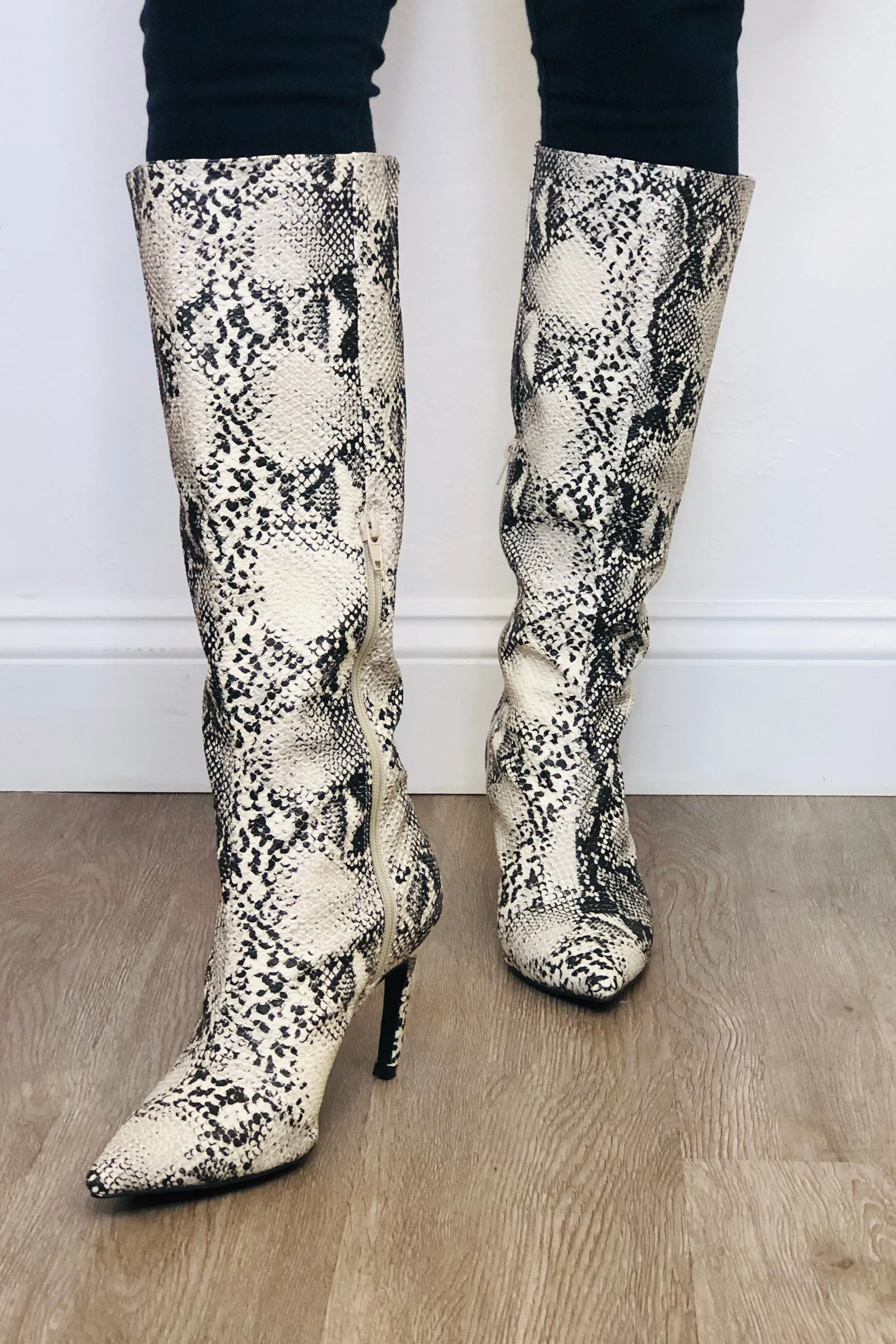 Snakeskin Knee Boots