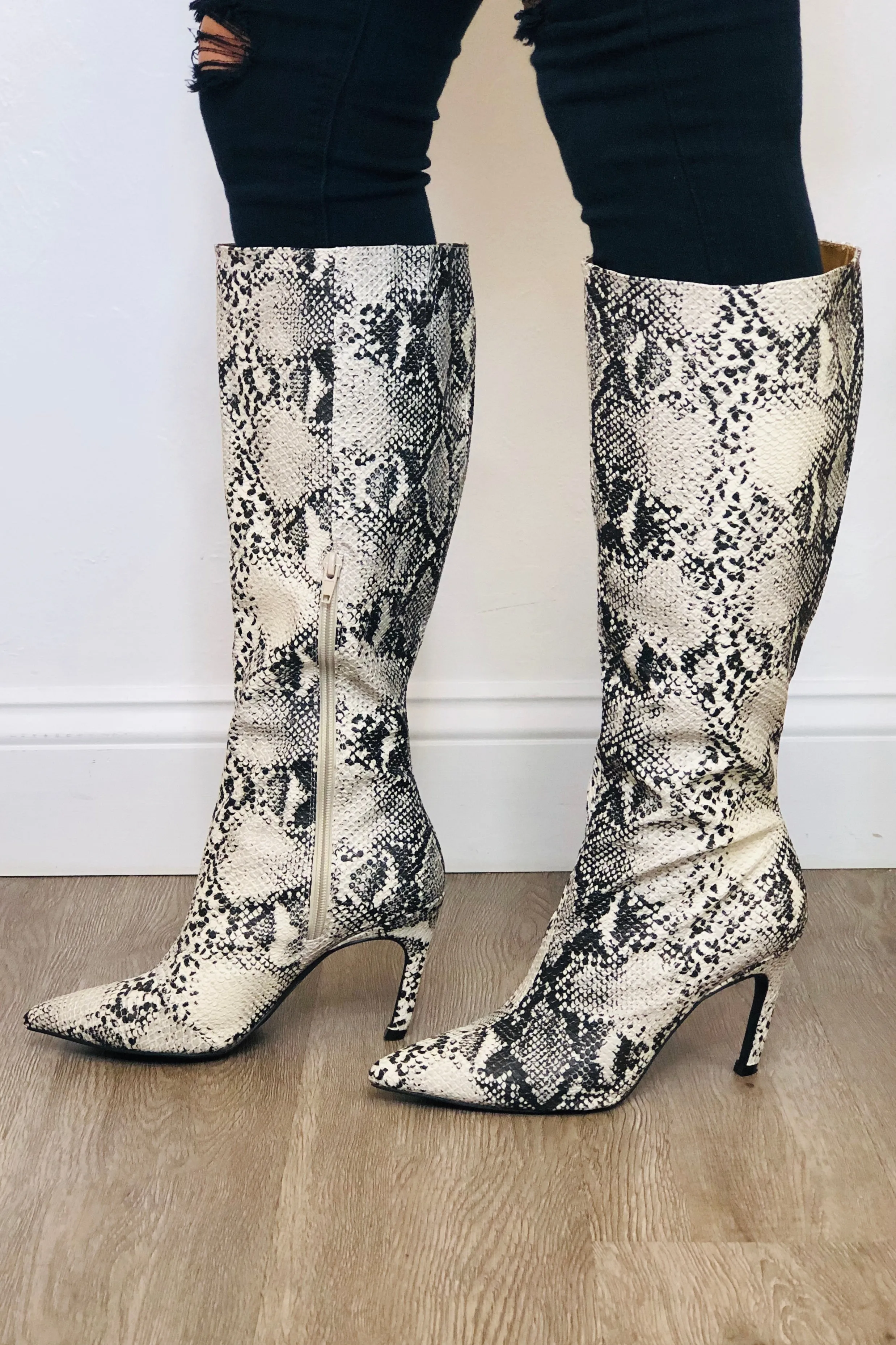 Snakeskin Knee Boots