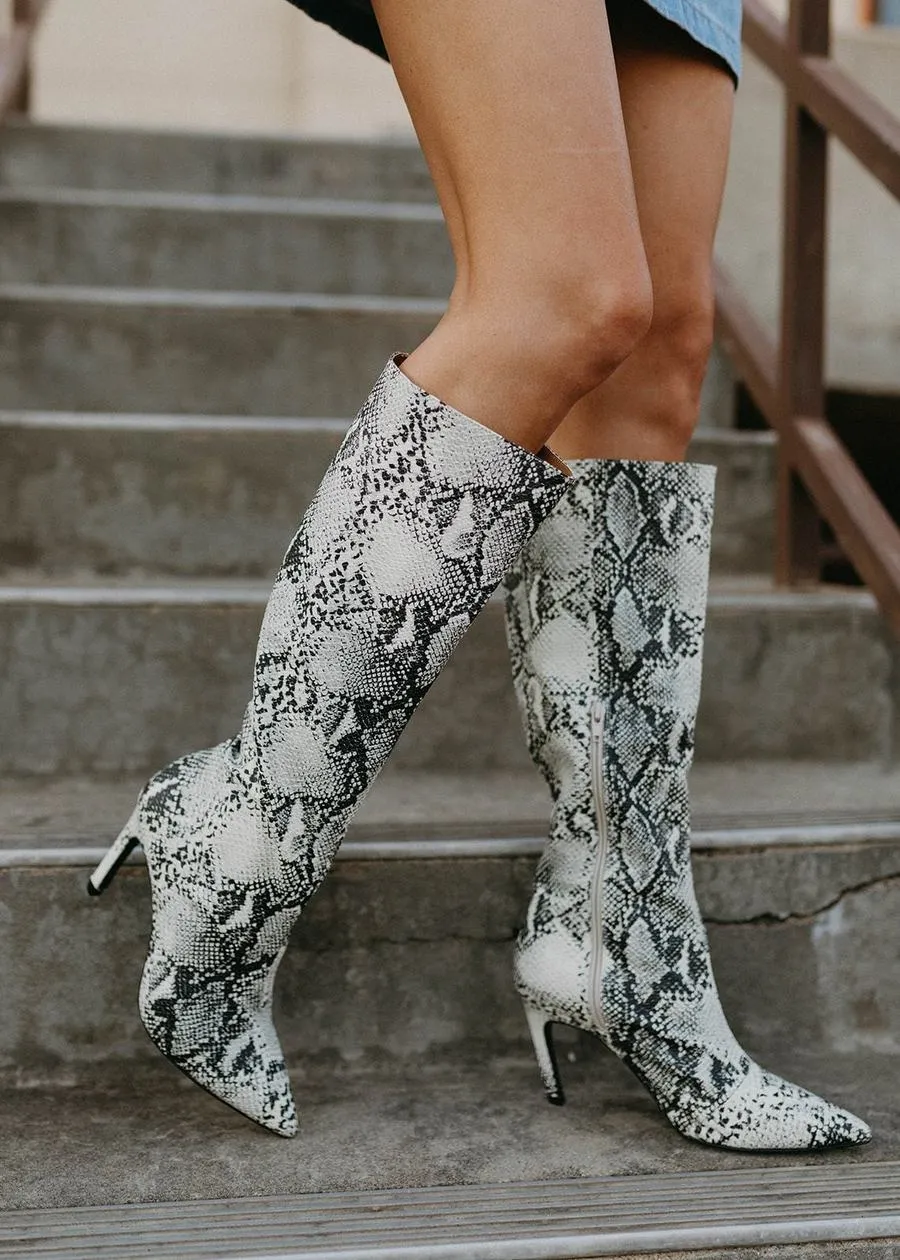 Snakeskin Knee Boots