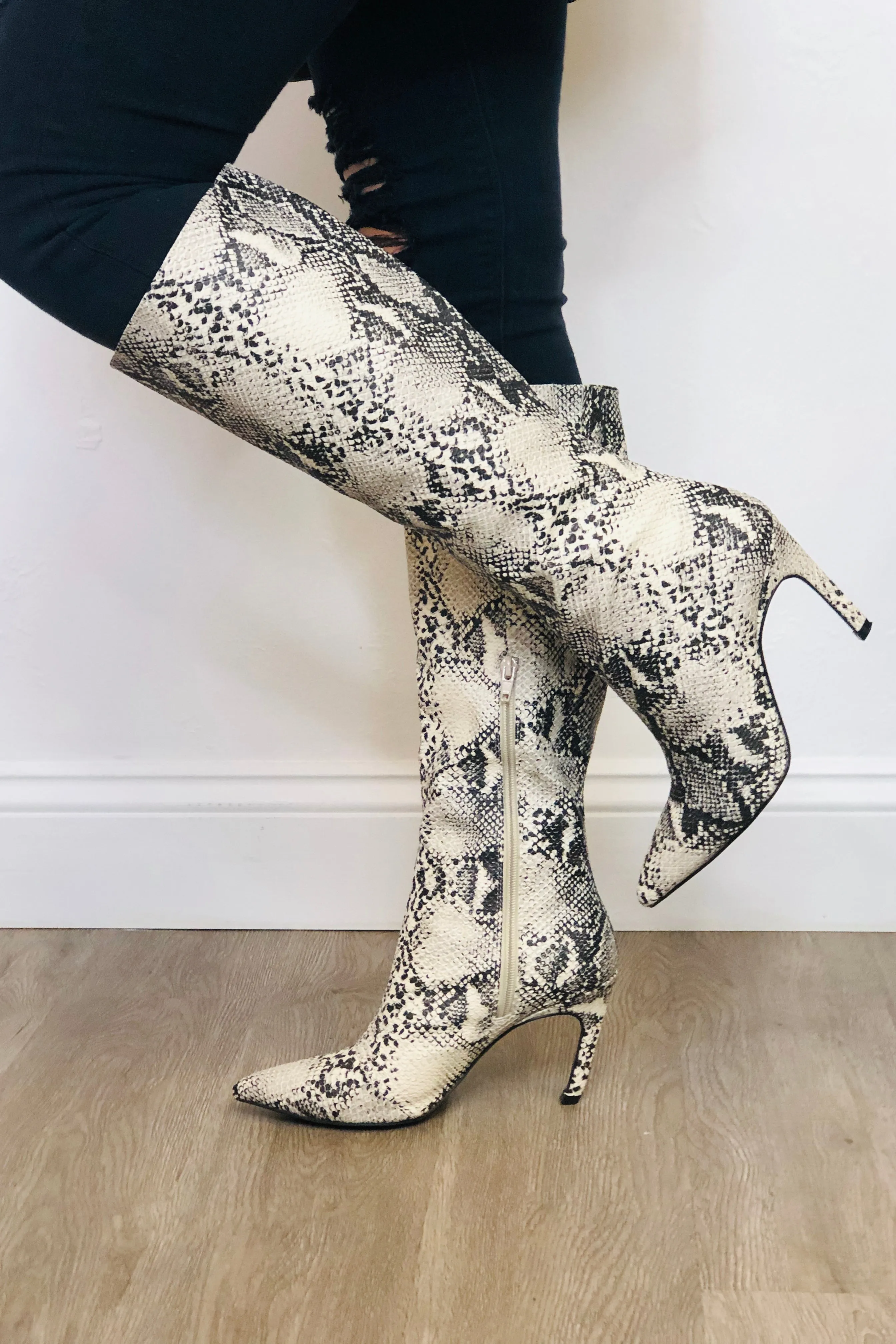 Snakeskin Knee Boots