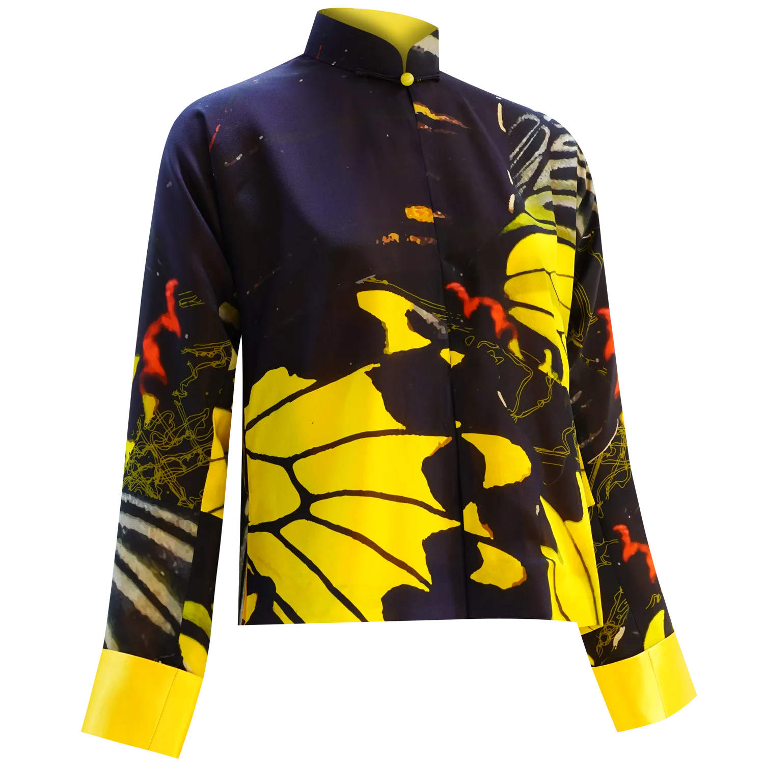 SPARKLE BY KAREN CHAN x Fung Yuen Butterfly Reserve【GOLDEN BIRDWING】100% Silk Mini Tang Jacket / Mini Kung Fu Jacket  (金裳鳳蝶)