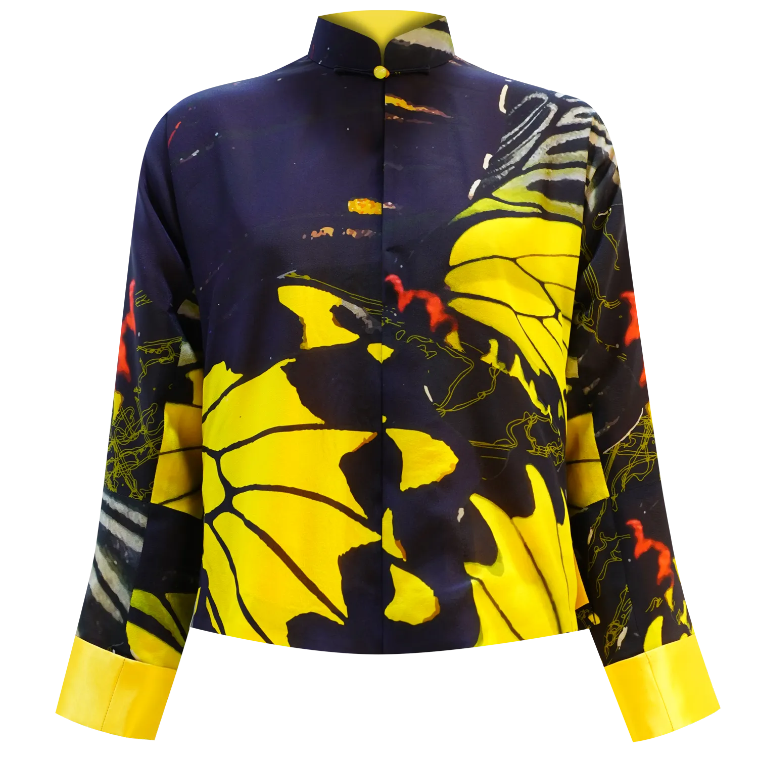 SPARKLE BY KAREN CHAN x Fung Yuen Butterfly Reserve【GOLDEN BIRDWING】100% Silk Mini Tang Jacket / Mini Kung Fu Jacket  (金裳鳳蝶)