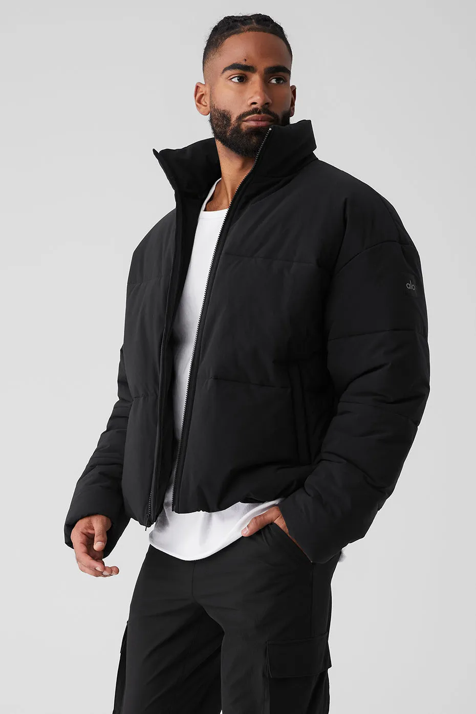 Stretch Woven Street Puffer - Black