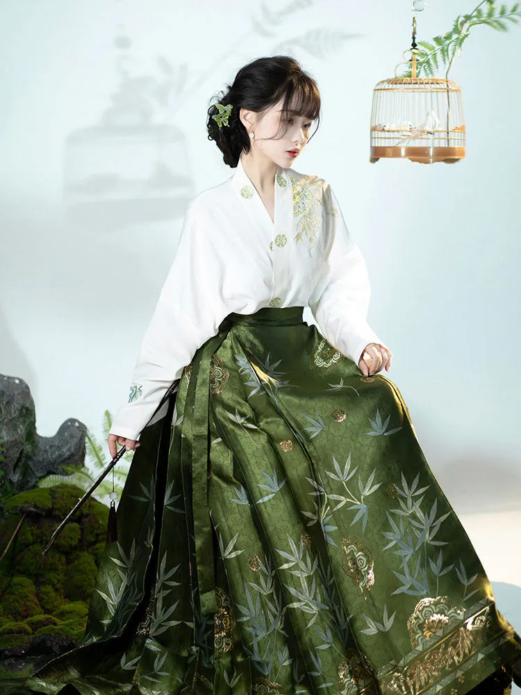 Swaying Bamboo Shadows, Glittering Brilliance, Radiant Beauty - Morden Mamianqun Hanfu Skirt