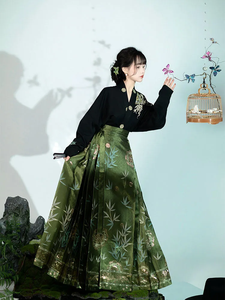 Swaying Bamboo Shadows, Glittering Brilliance, Radiant Beauty - Morden Mamianqun Hanfu Skirt