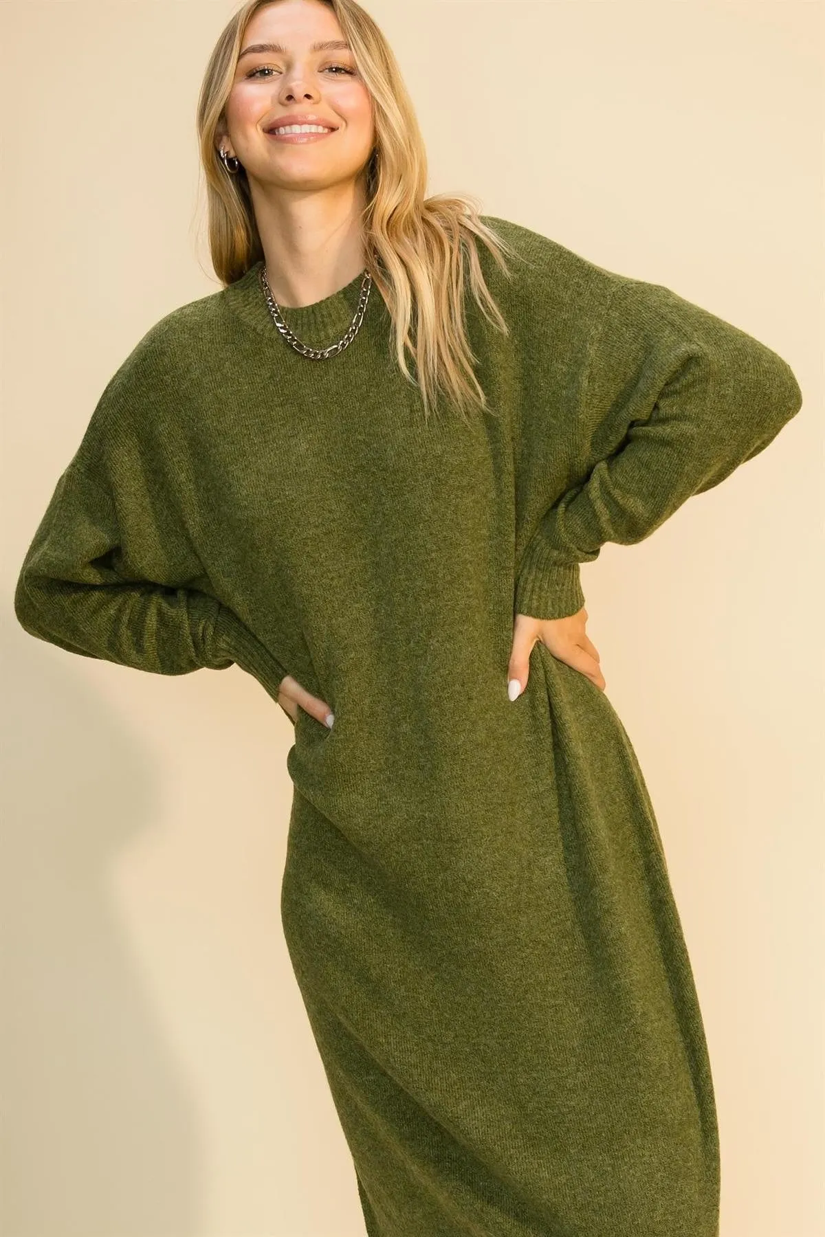 Sweater Dress- Olive