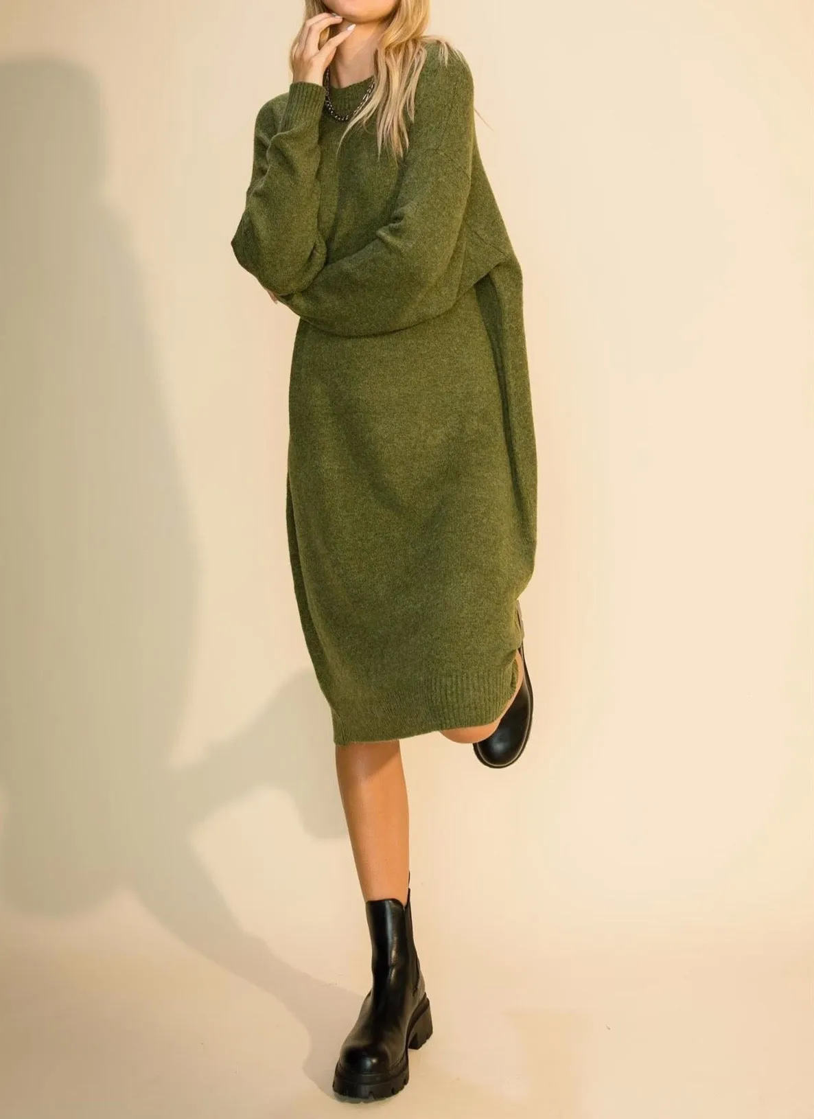 Sweater Dress- Olive