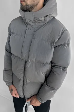 Technical Reflective Puffer Jacket - Grey