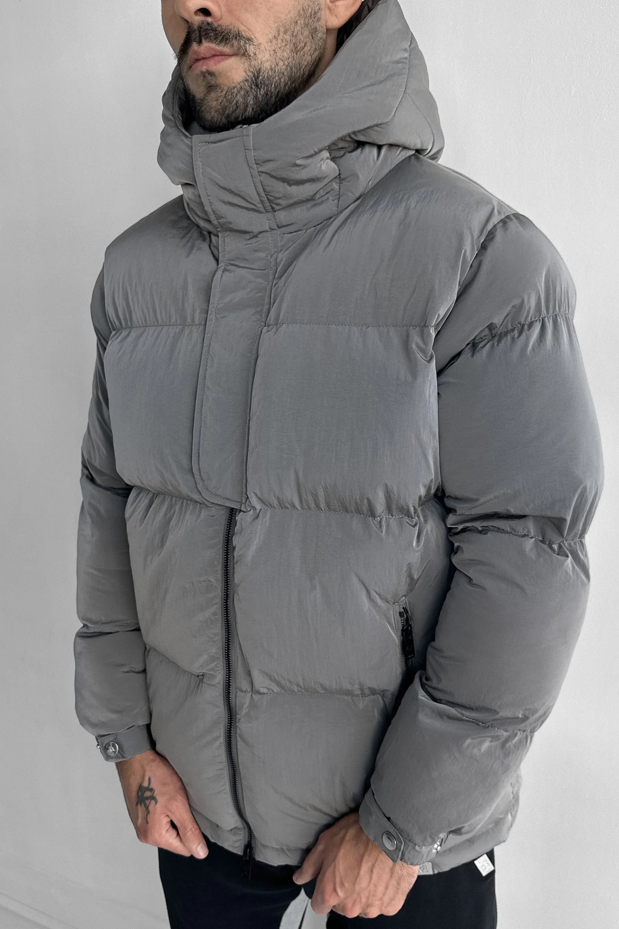 Technical Reflective Puffer Jacket - Grey