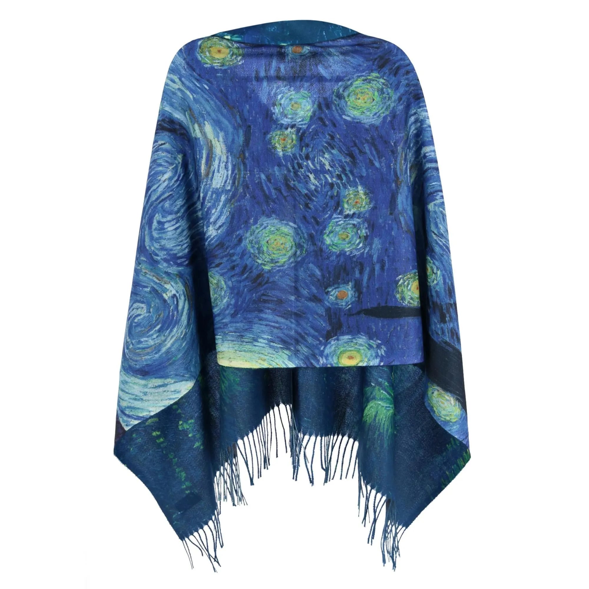 The Magic Scarf Company Women's Reversible Sueded Van Gogh Print Button Shawl