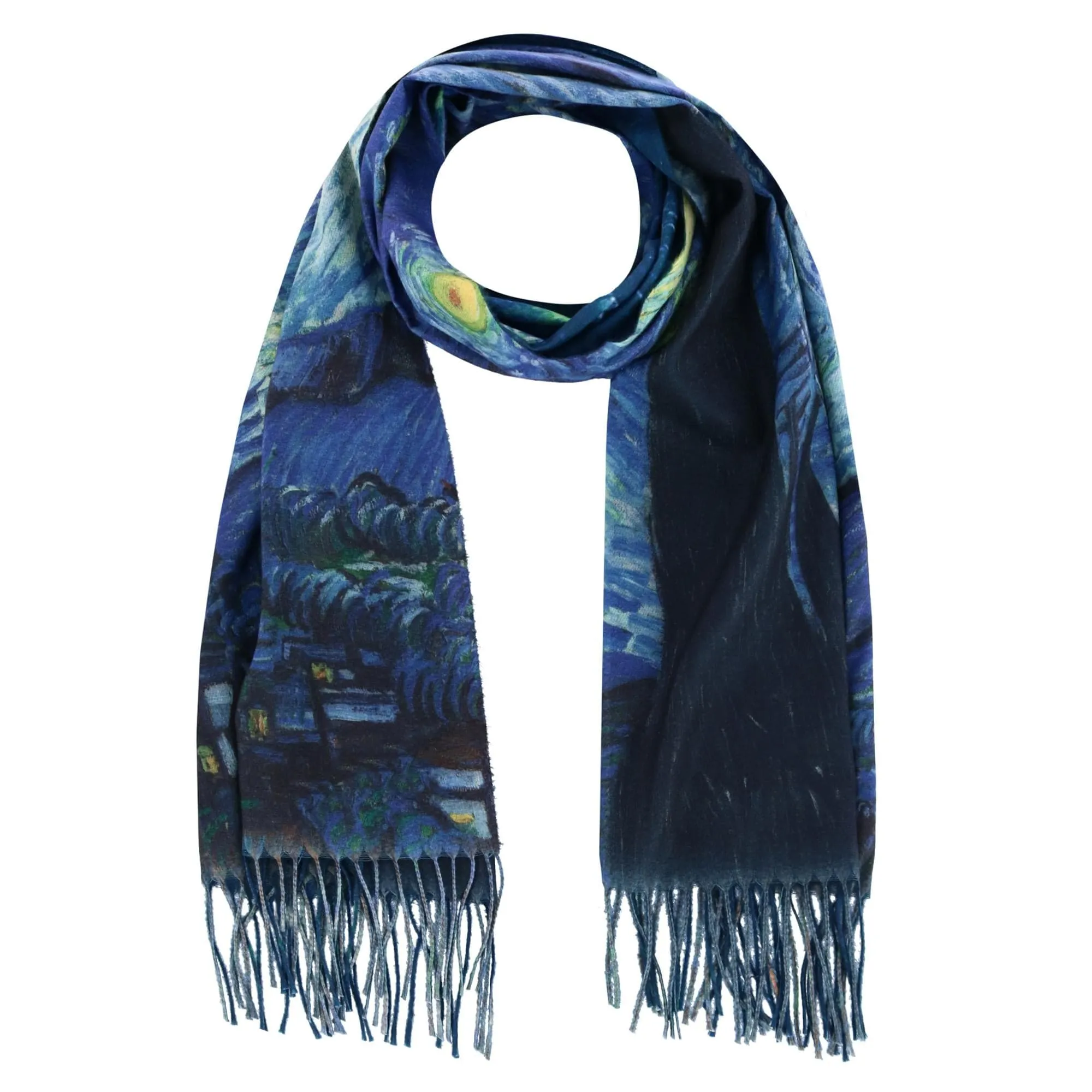 The Magic Scarf Company Women's Reversible Sueded Van Gogh Print Button Shawl