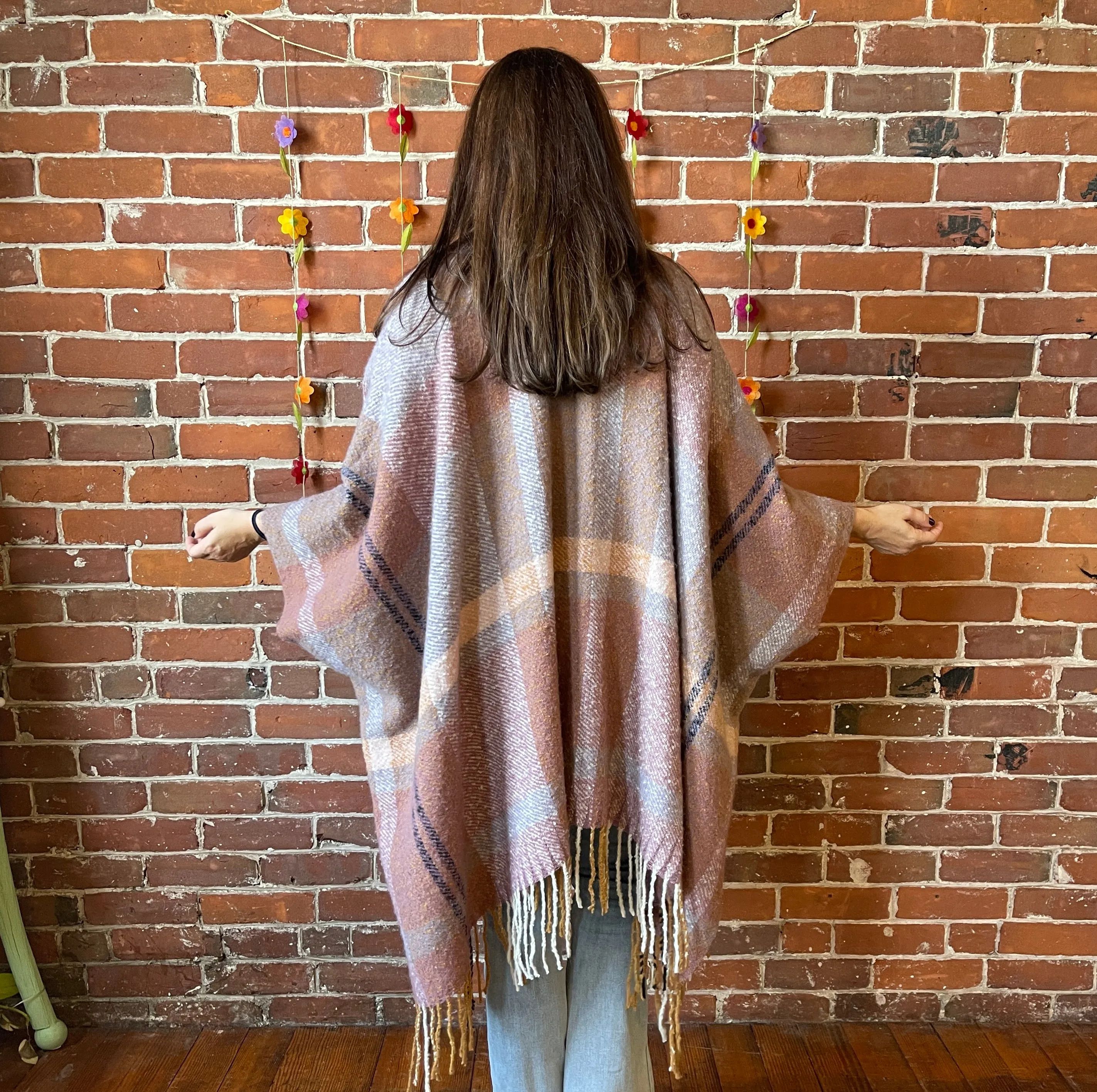 The Softest Farmers Market Fringe Poncho - Earthy Mauve   Lavender