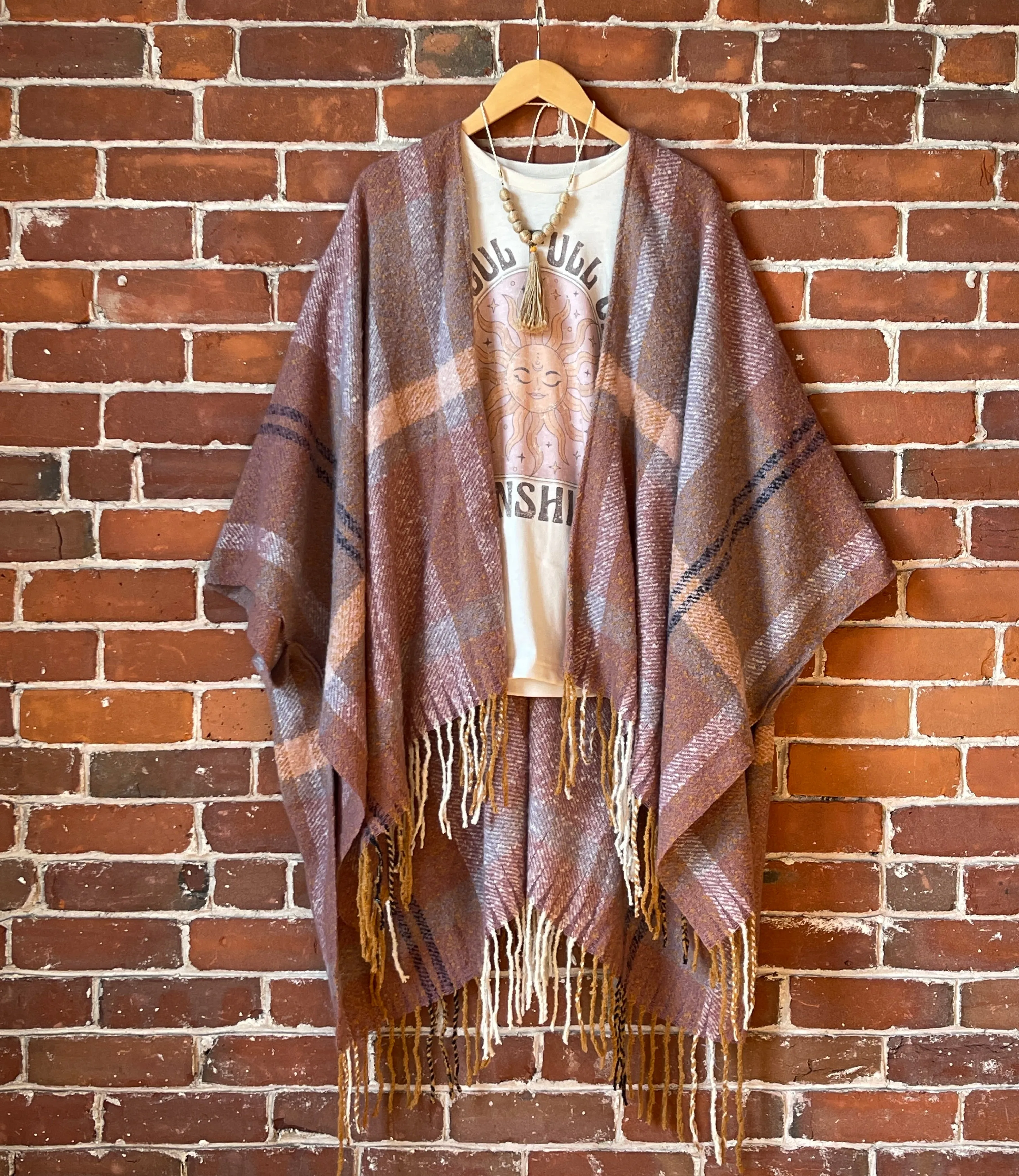 The Softest Farmers Market Fringe Poncho - Earthy Mauve   Lavender