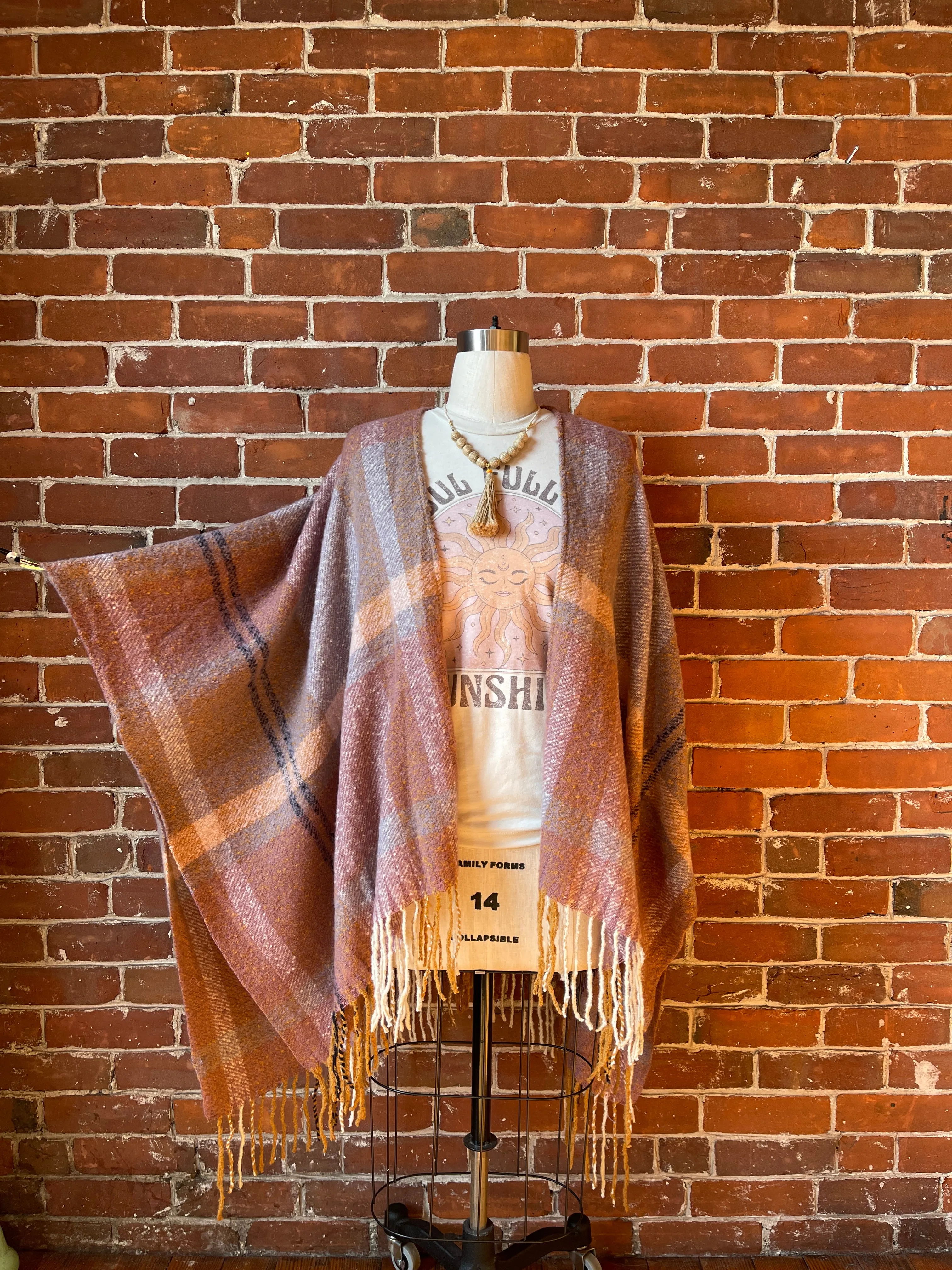 The Softest Farmers Market Fringe Poncho - Earthy Mauve   Lavender