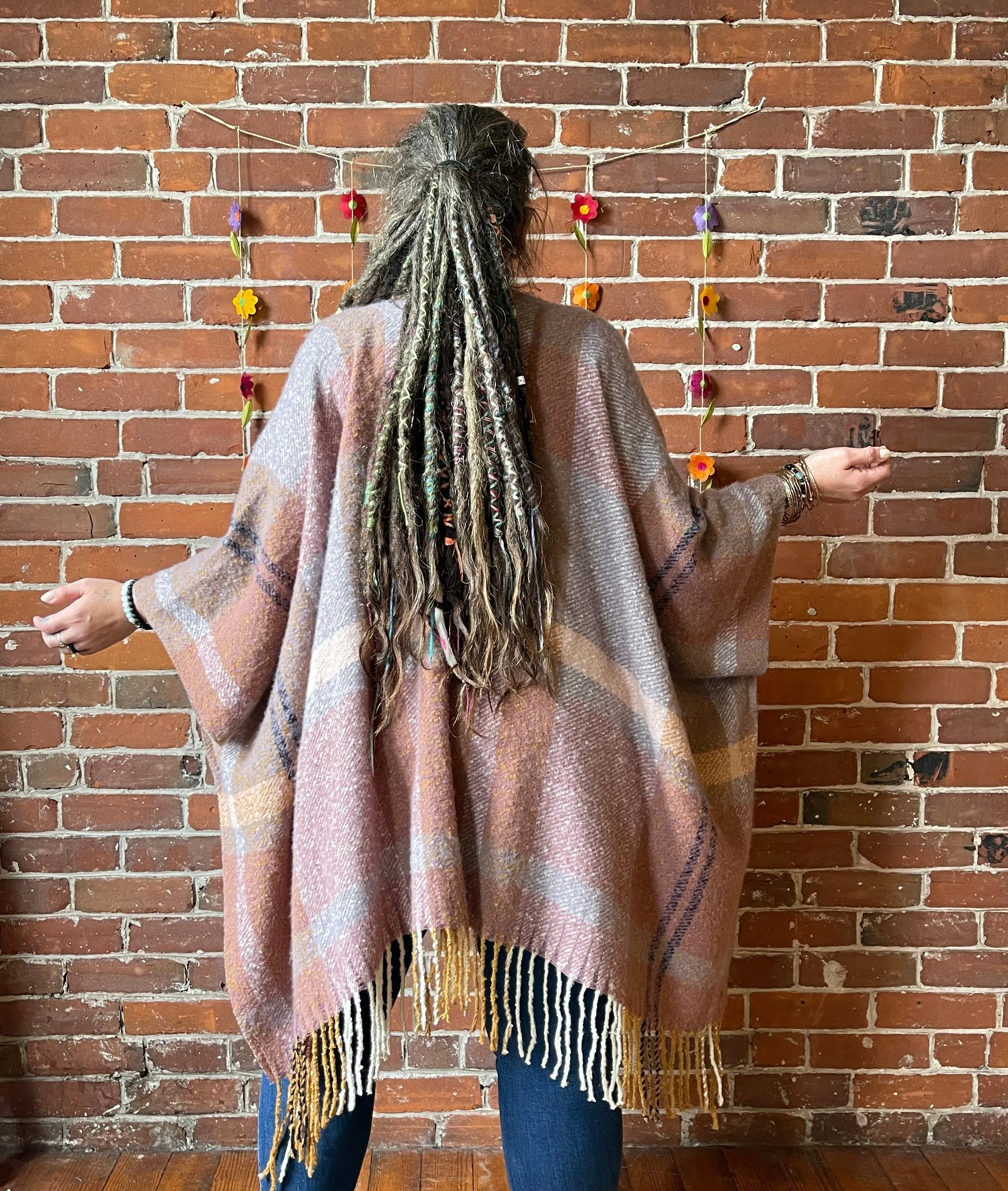 The Softest Farmers Market Fringe Poncho - Earthy Mauve   Lavender