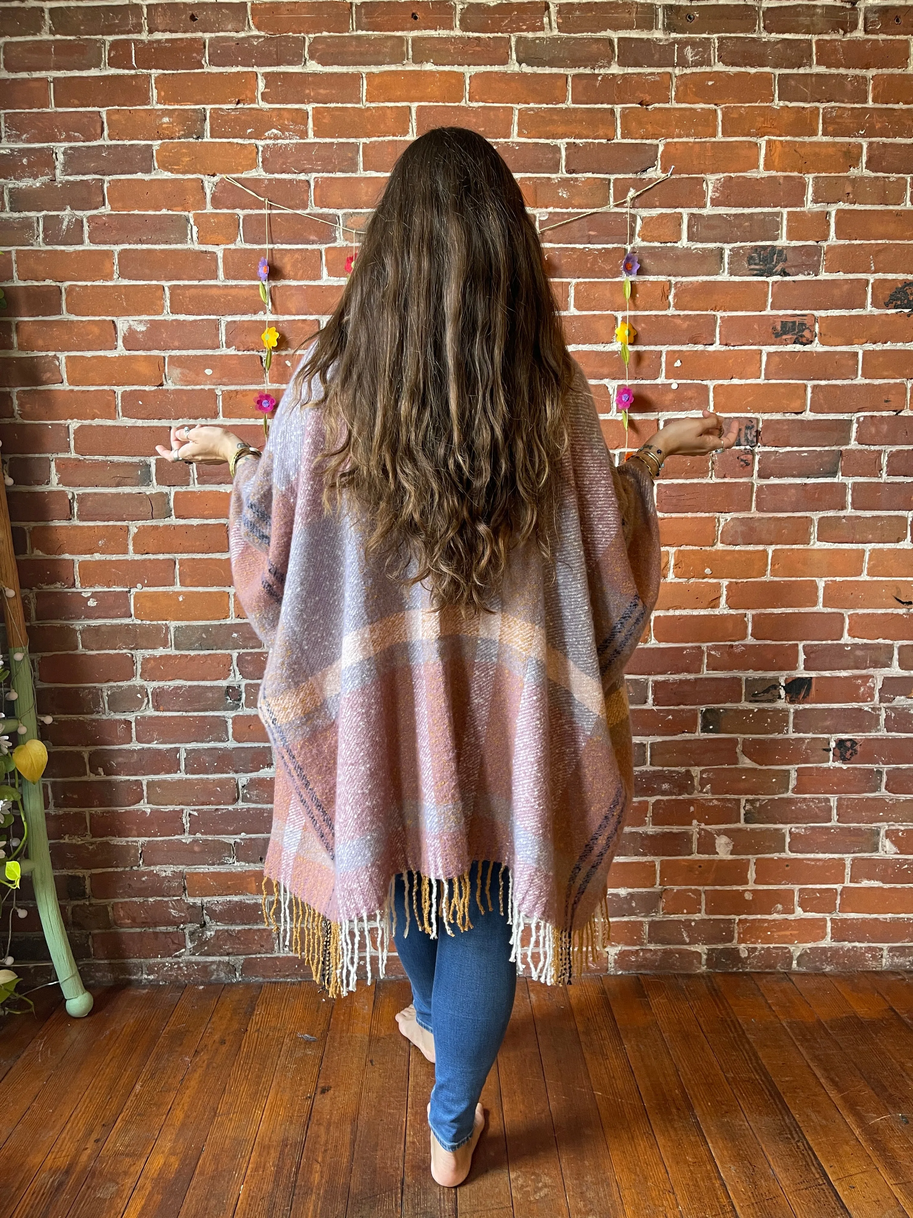 The Softest Farmers Market Fringe Poncho - Earthy Mauve   Lavender