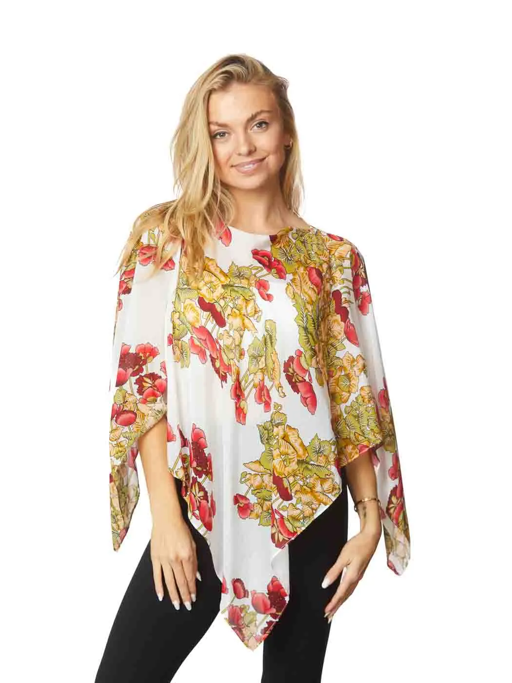 Tianello  "Floral" Print  Sueded Cupro "Kaftan' Coverup-One Size