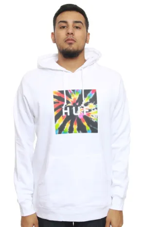 Tie Dye Box Logo Pullover Hoodie - White