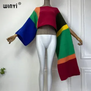 Trendy Vibrant Color Knitted Poncho