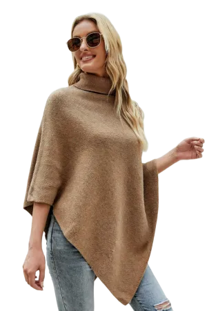 Turtleneck Buttoned Poncho