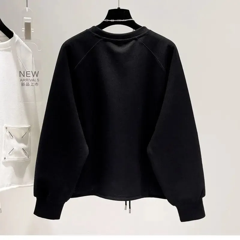 Uniwim Pocket Hoodie Solid Casual Sweatshirts Long Sleeve Top White Hoodie Pullover Hoodies Plus Size Black Tops Streetwear Women Short