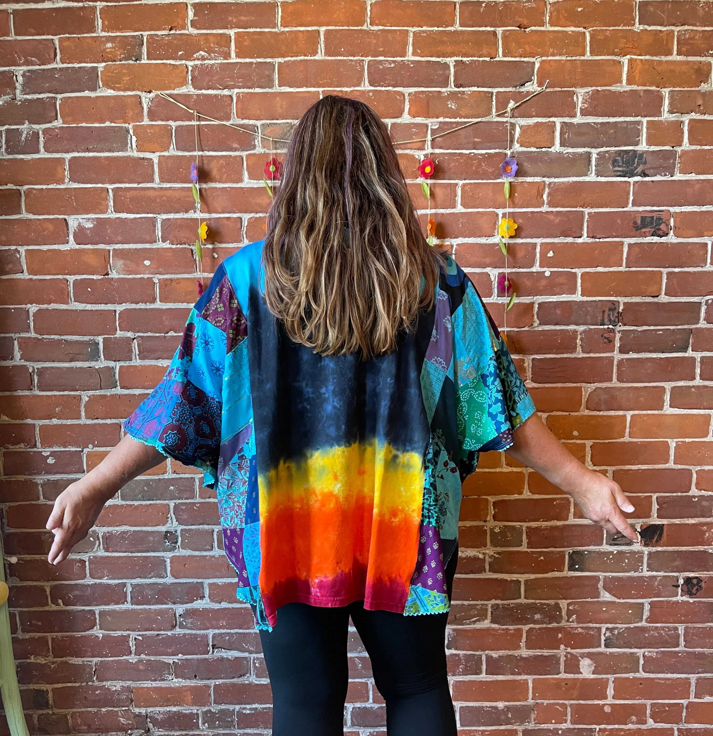 Upcycled Patchwork Led Zeppelin Poncho Tee