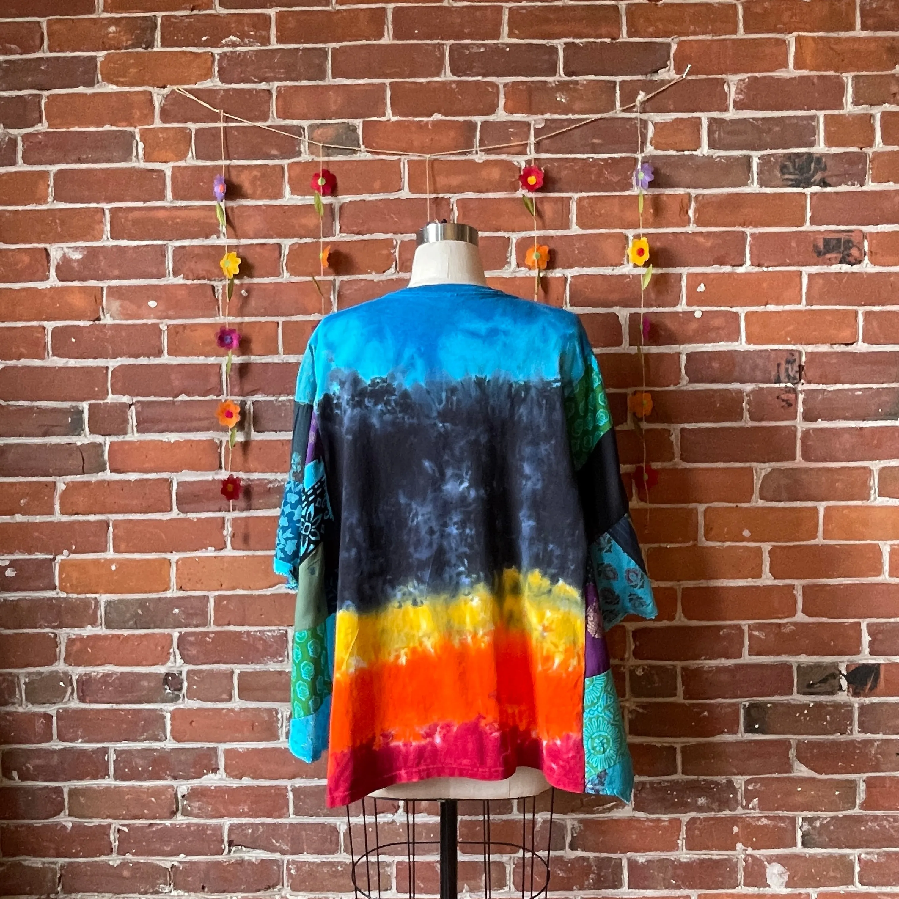 Upcycled Patchwork Led Zeppelin Poncho Tee