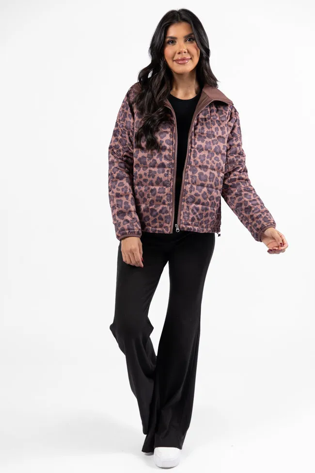 Vail Valley Brown Leopard Quilted Zip Up Jacket SALE