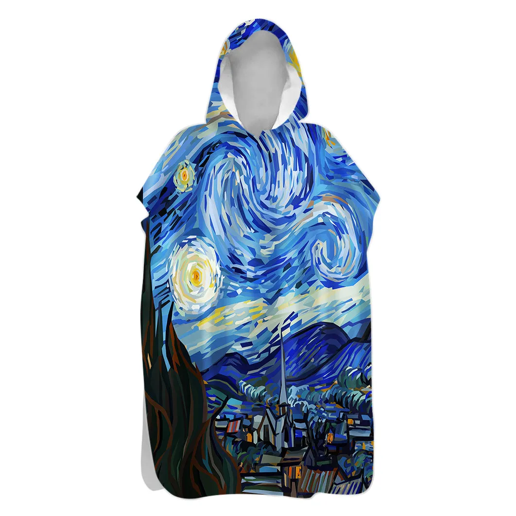 Van Gogh Starry Night Hooded Beach Poncho