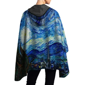 van Gogh Starry Night Womens Rain Cape - Rainproof Breathable Rain Poncho