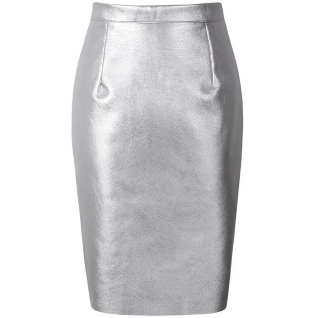 VenusFox High Waist Sexy Faux Fur Bodycon Leather Midi Skirts