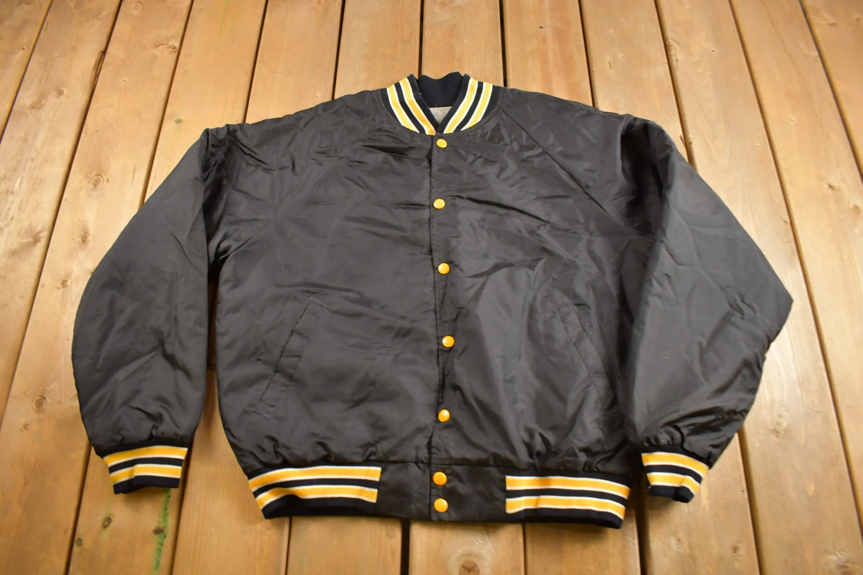 Vintage 1980s S&W Construction Satin Bomber Jacket