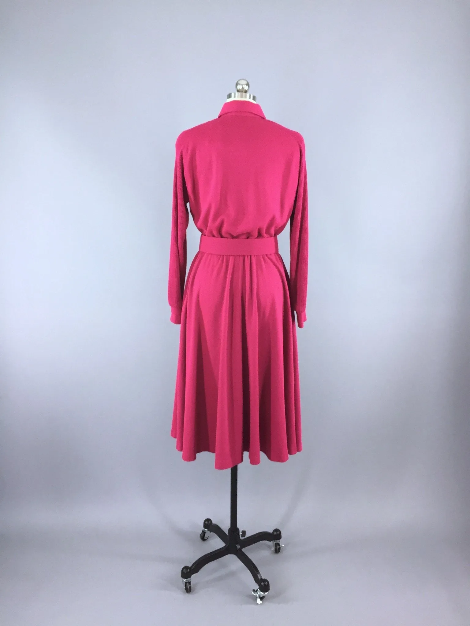 Vintage 1980s Sweater Dress / Raspberry Pink