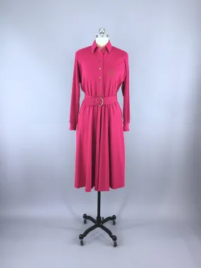 Vintage 1980s Sweater Dress / Raspberry Pink