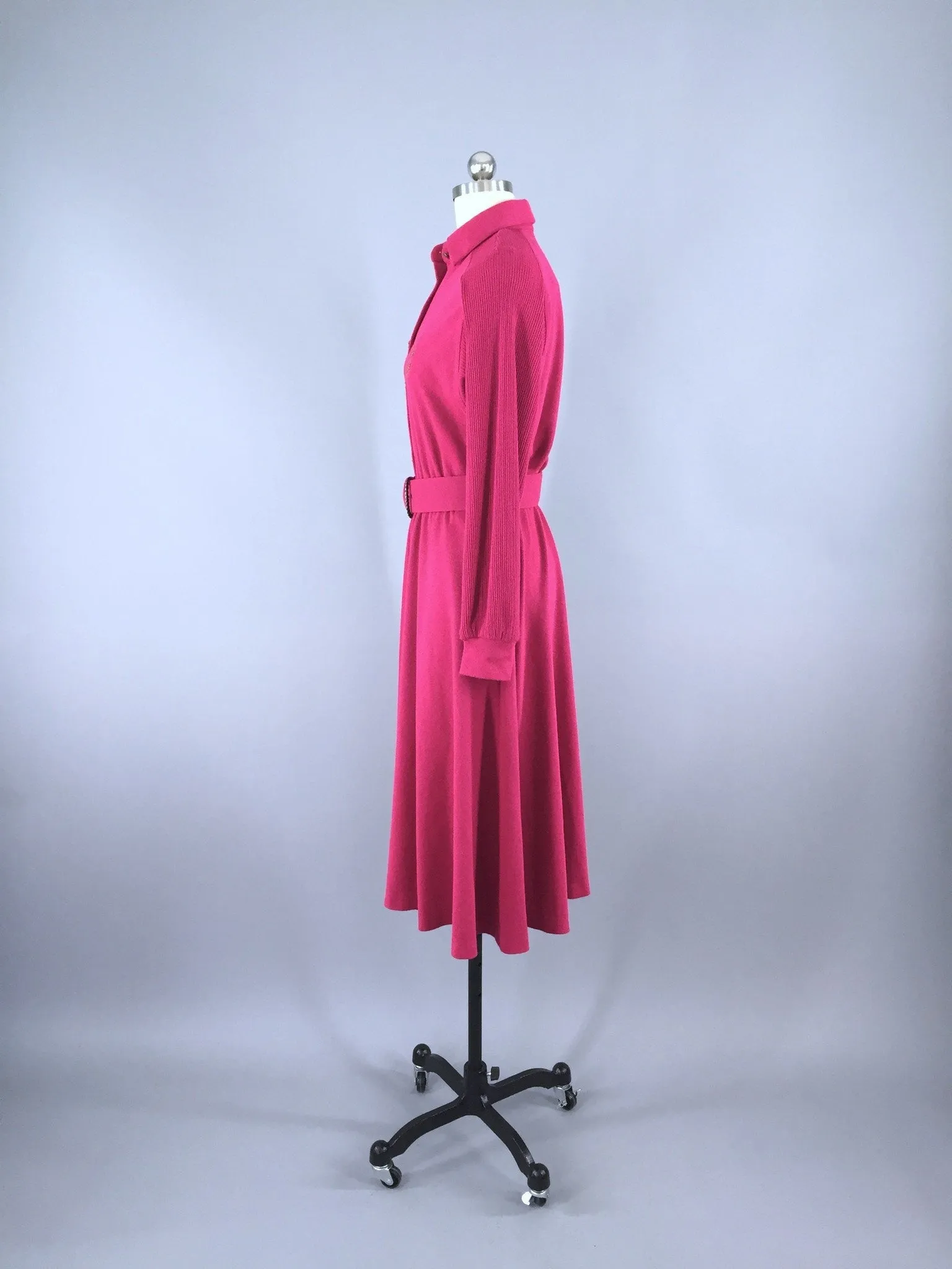 Vintage 1980s Sweater Dress / Raspberry Pink