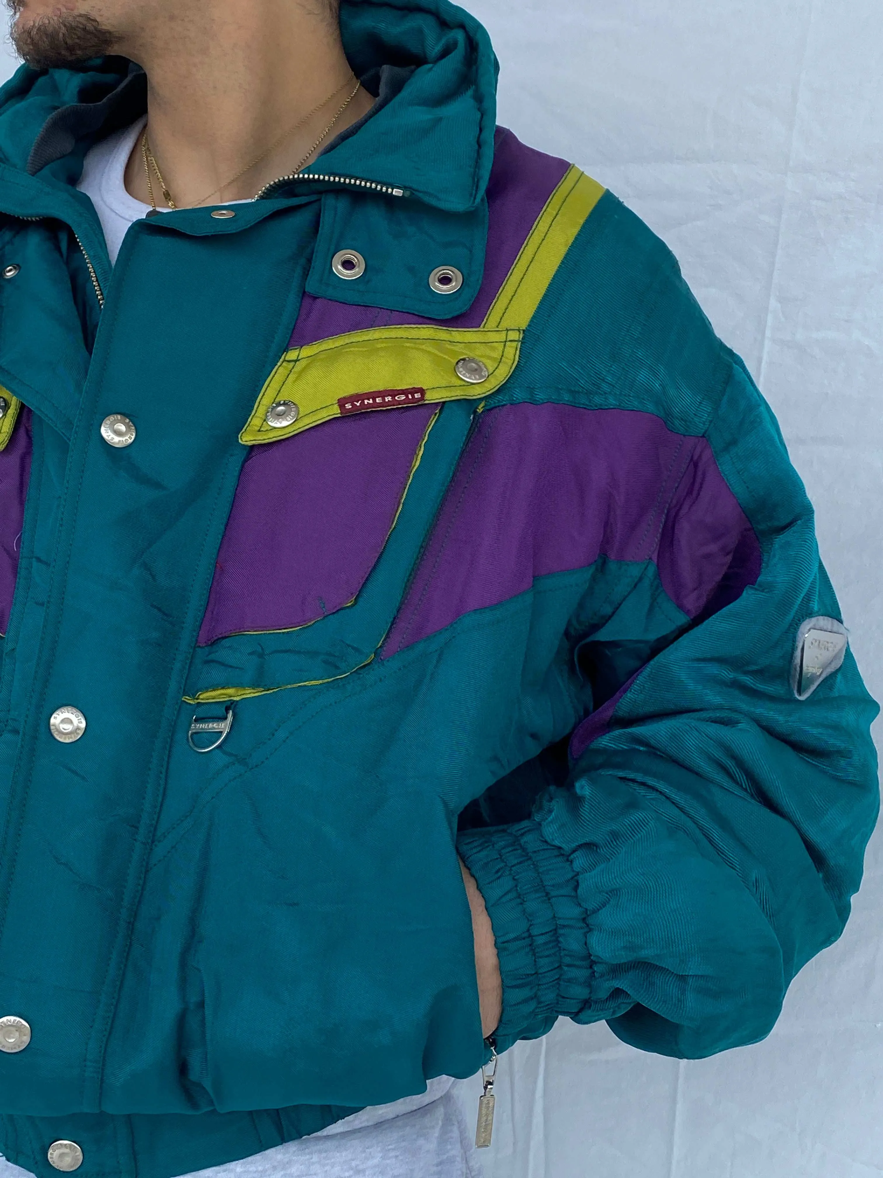 Vintage 80s Synergie Puffer Ski Jacket - Size XL