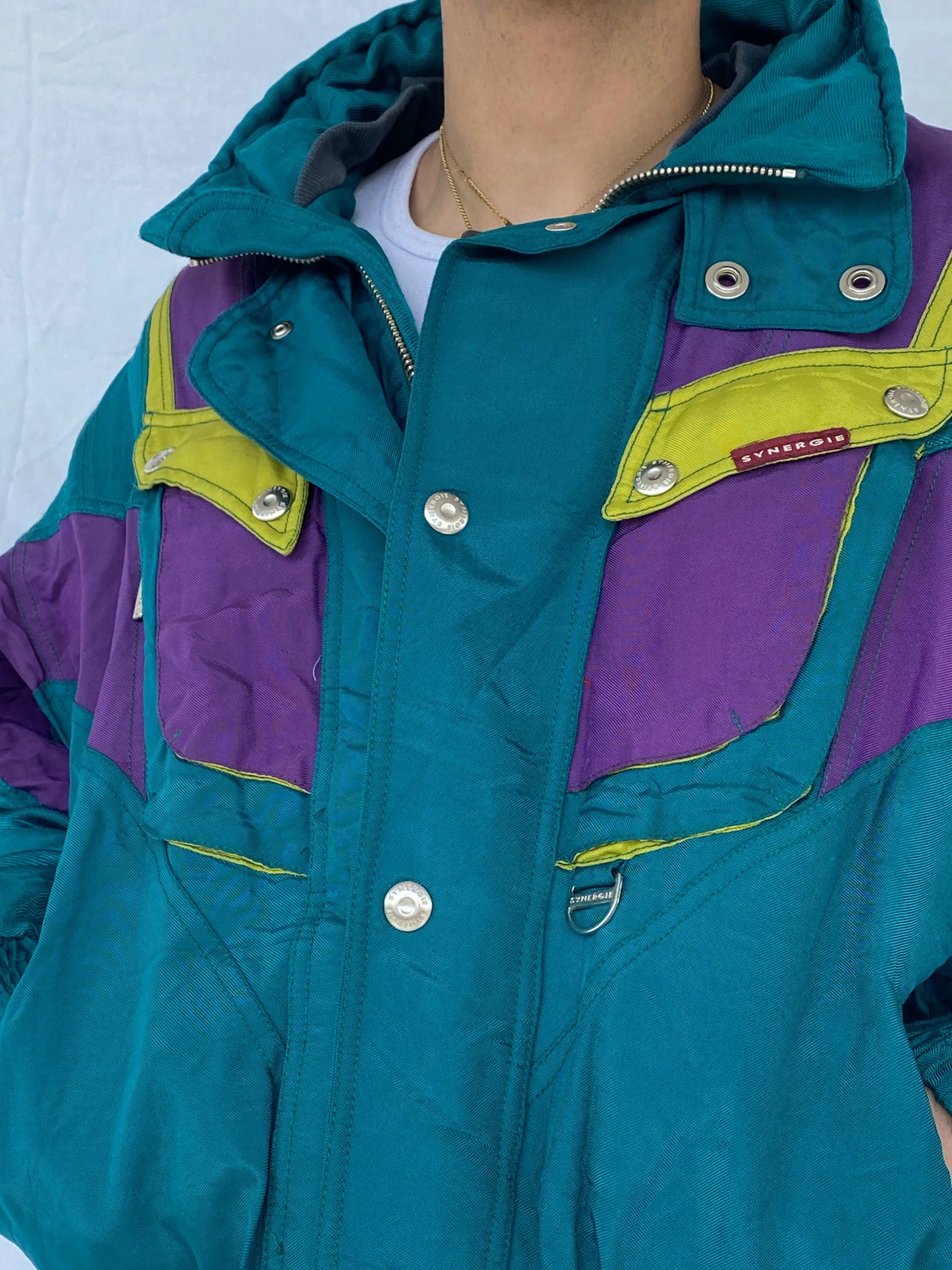 Vintage 80s Synergie Puffer Ski Jacket - Size XL