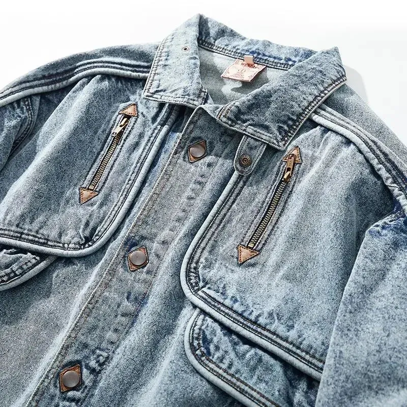 Vintage Slim Solid Casual Denim Jacket