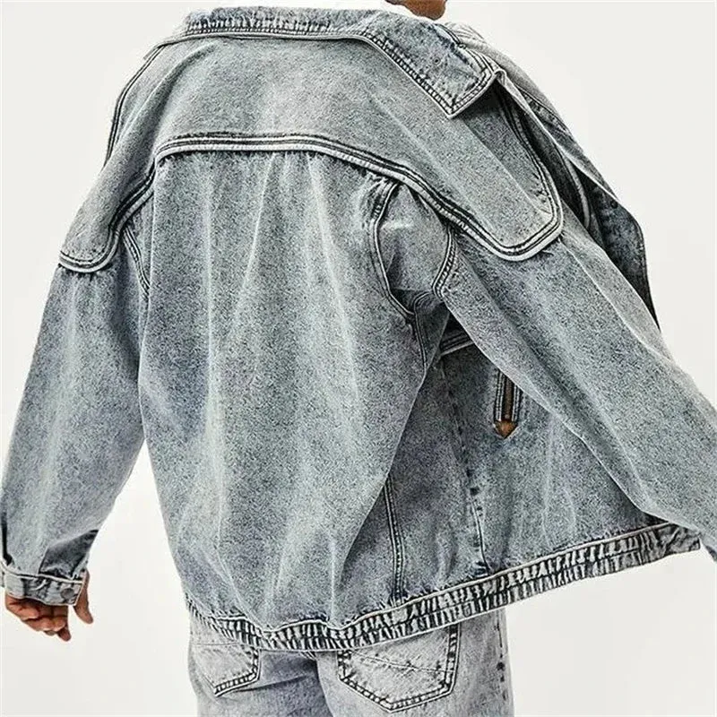 Vintage Slim Solid Casual Denim Jacket