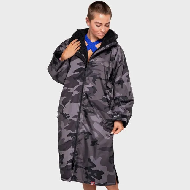 Warm Waterproof Swim Parka Oversized Hooded Robe Sherpa Liner Swimming Coat Dry Robe Surf One Size Poncho