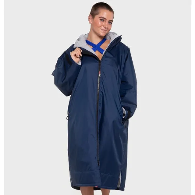 Warm Waterproof Swim Parka Oversized Hooded Robe Sherpa Liner Swimming Coat Dry Robe Surf One Size Poncho