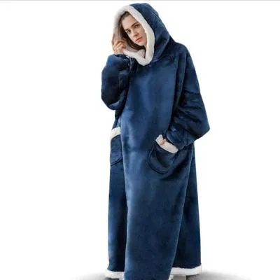 Wenkouban Winter Oversized Hoodies Sweatshirt Women Men Pullover Giant TV Blanket Hoodie Super Long Flannel Blanket with Sleeves Sudaderas