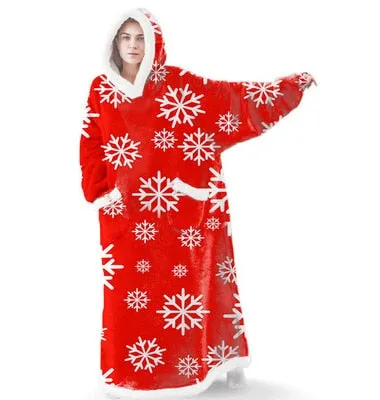 Wenkouban Winter Oversized Hoodies Sweatshirt Women Men Pullover Giant TV Blanket Hoodie Super Long Flannel Blanket with Sleeves Sudaderas