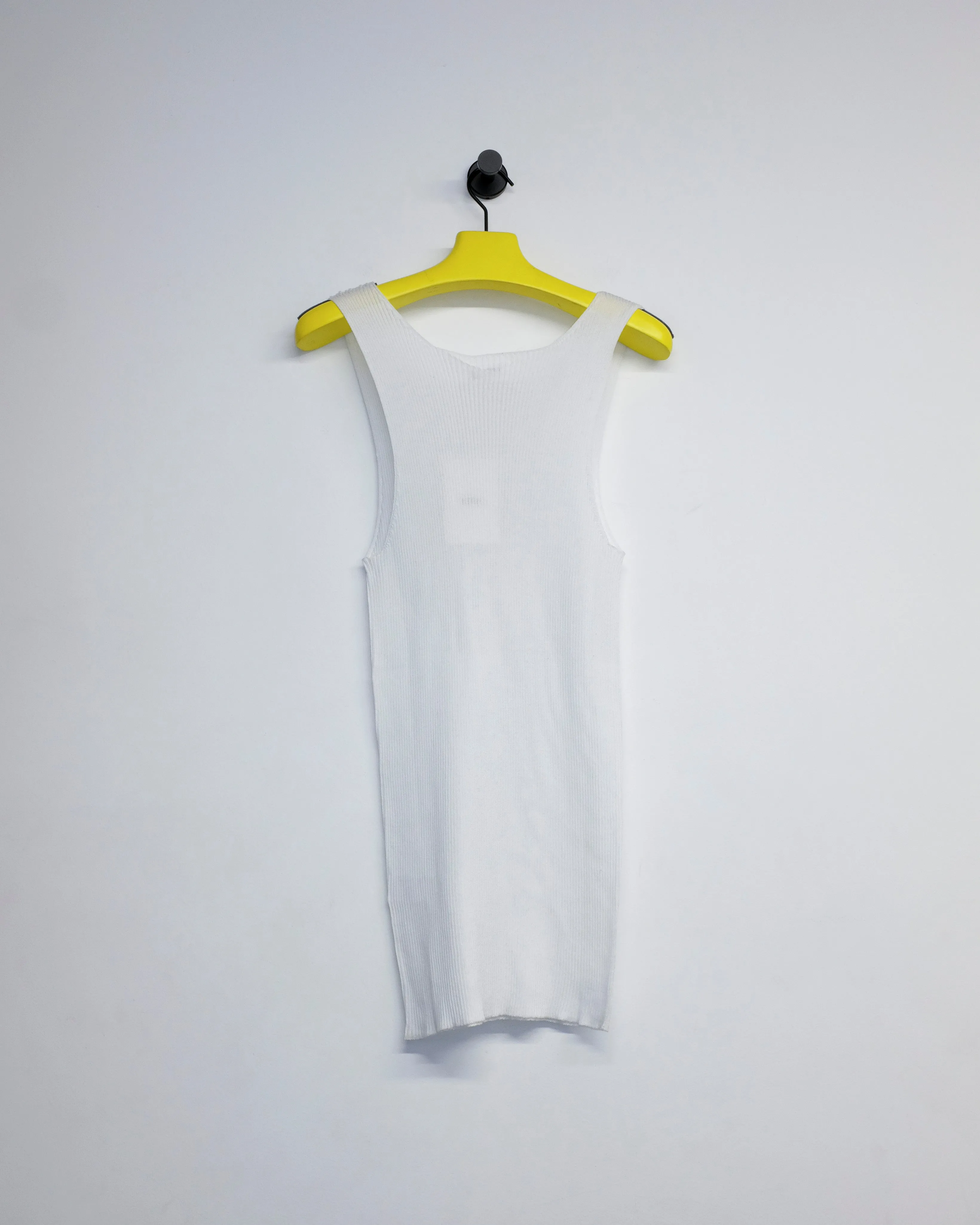 White Cotton Fine Rib Tank Top