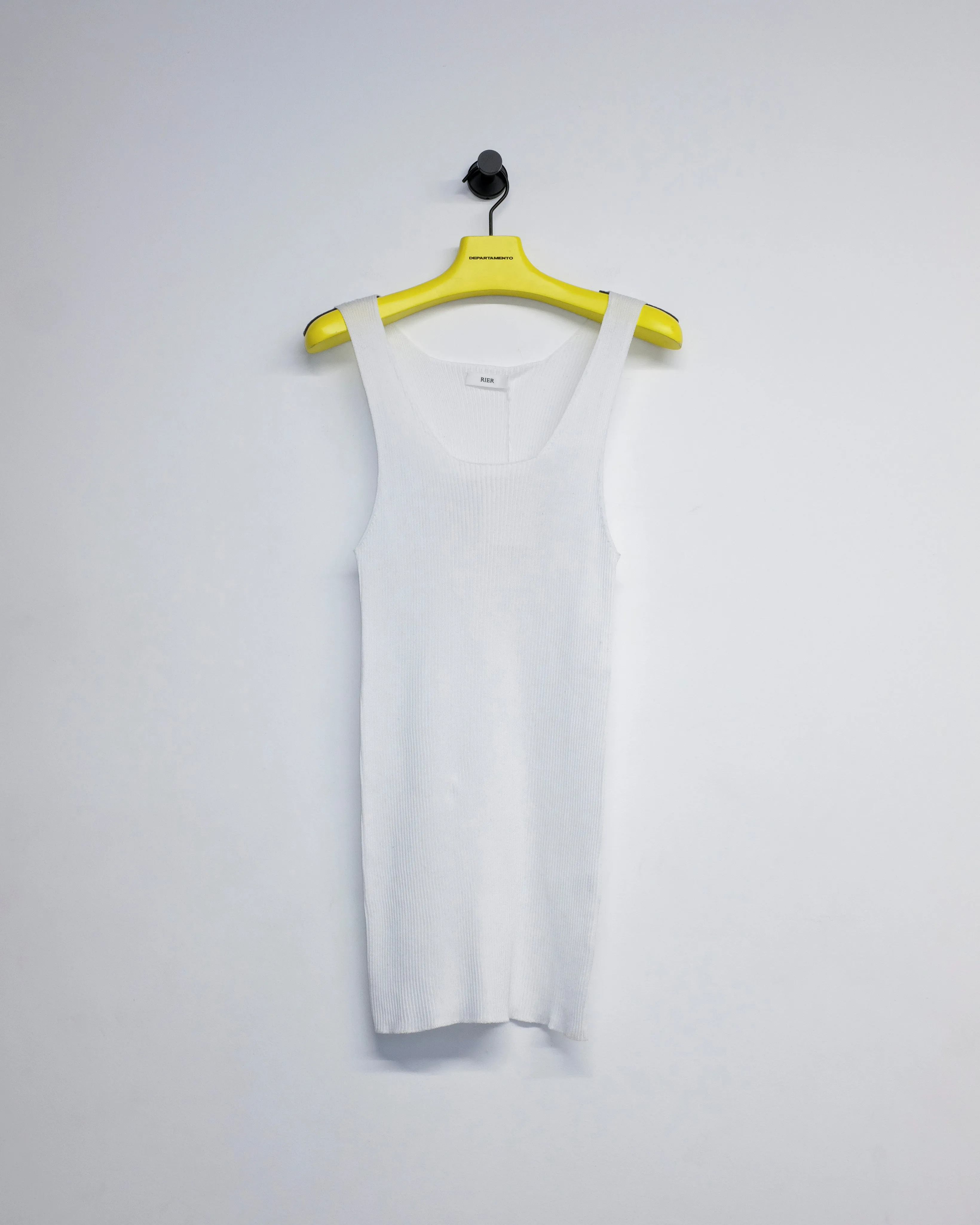 White Cotton Fine Rib Tank Top